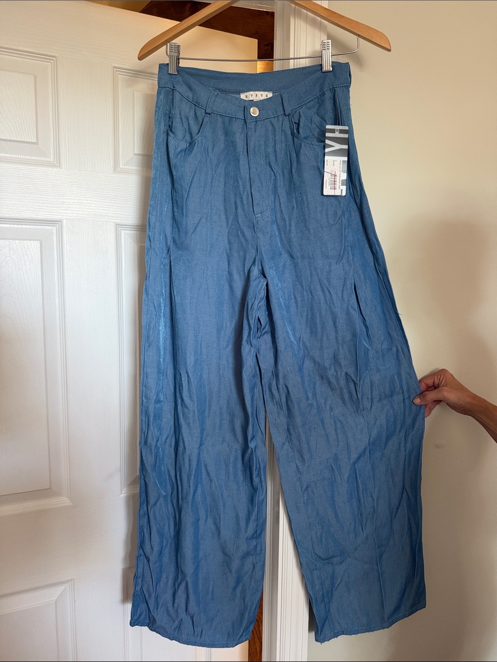 Blue Wide-Leg Women’s Pants